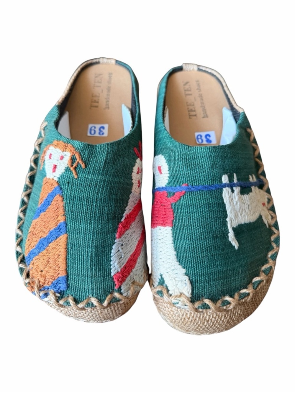 Women’s Green Embroidered Slip-On Shoes